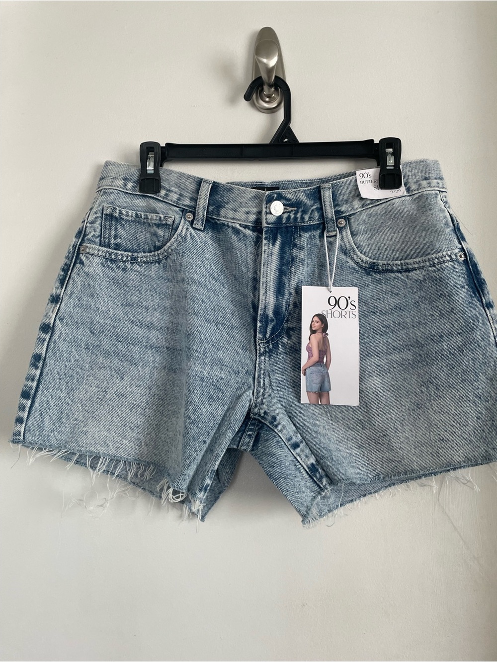 Light Wash High-Rise Denim Cutoff Shorts
